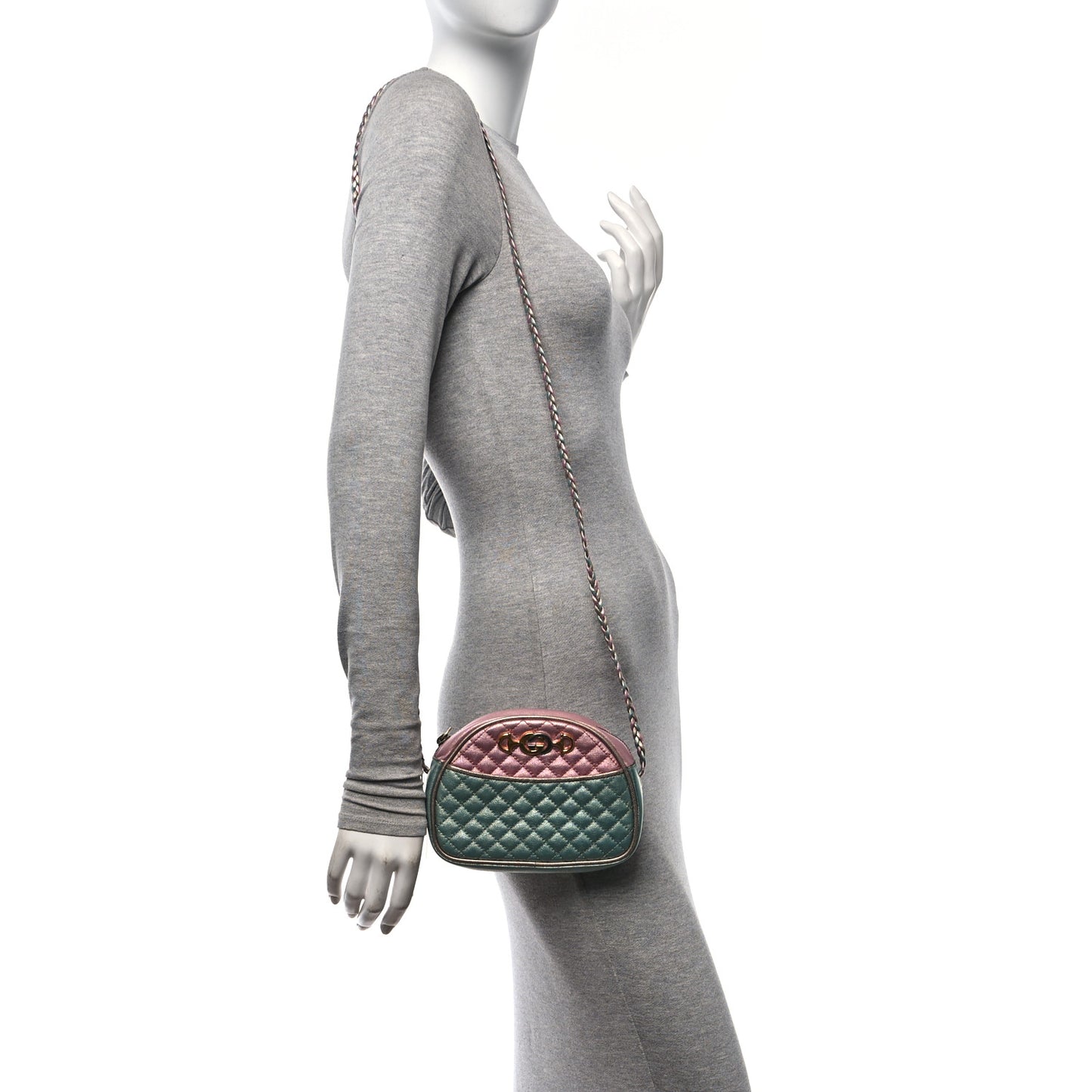 Laminated Nappa Trapuntata Mini Zumi Dome Shoulder Bag Rosa Lago Rame