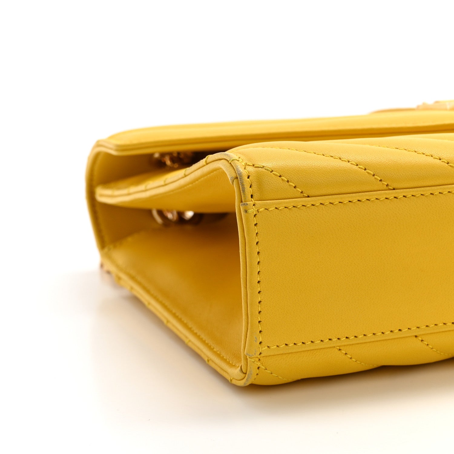 Saint Laurent Lambskin Matelasse Chevron Medium Monogram Satchel Mimosa 9 of 17