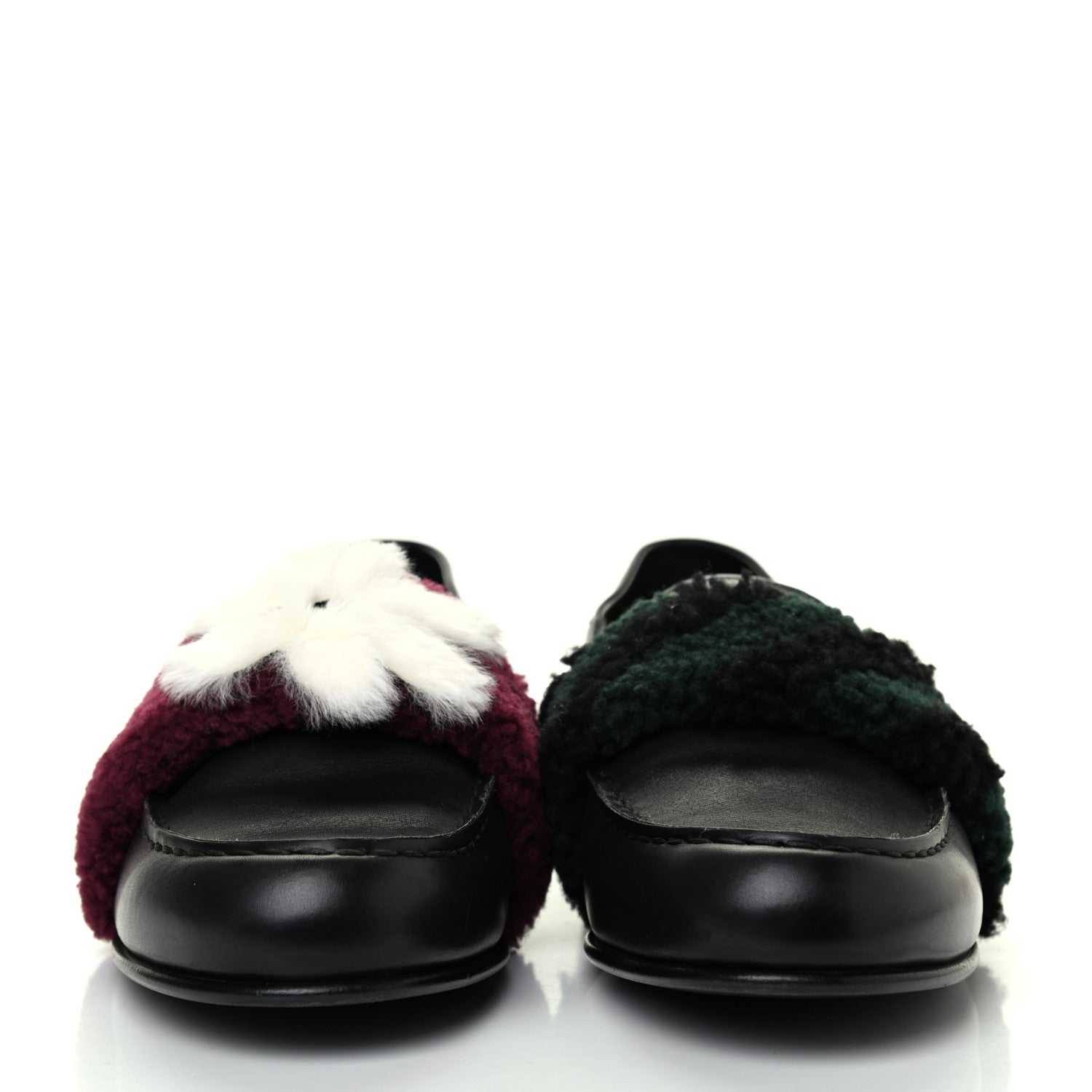 Fendi Vitello Shearling Mink Slip On Loafers 38 Black 2 of 13