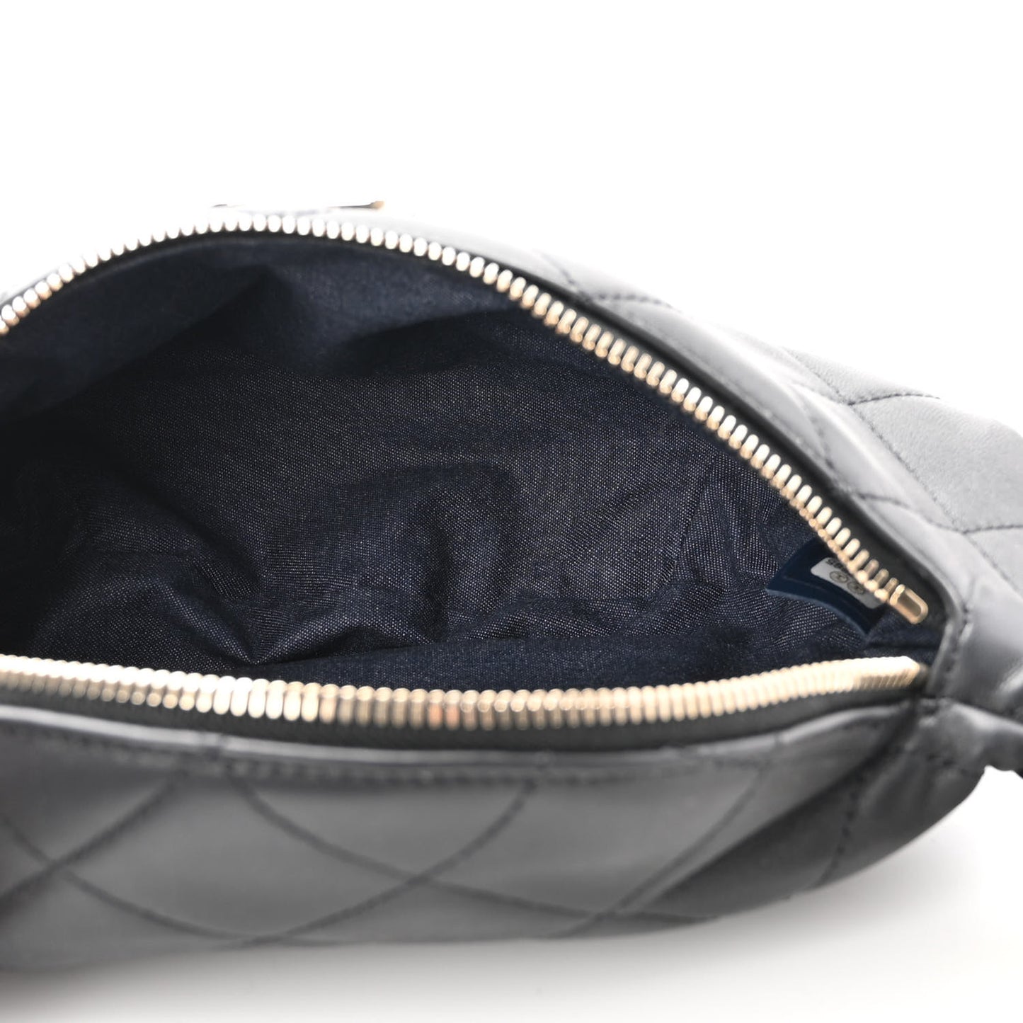 Lambskin Quilted Resin Bi-Color Waist Bag Fanny Pack Black