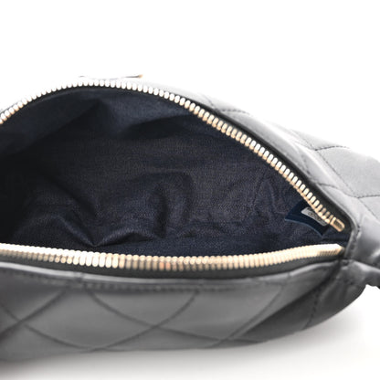 Chanel Lambskin Quilted Resin Bi-Color Waist Bag Fanny Pack Black 5 of 10