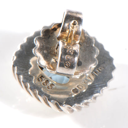 David Yurman Sterling Silver 14k Gold Blue Topaz Cushion Earrings 5 of 5