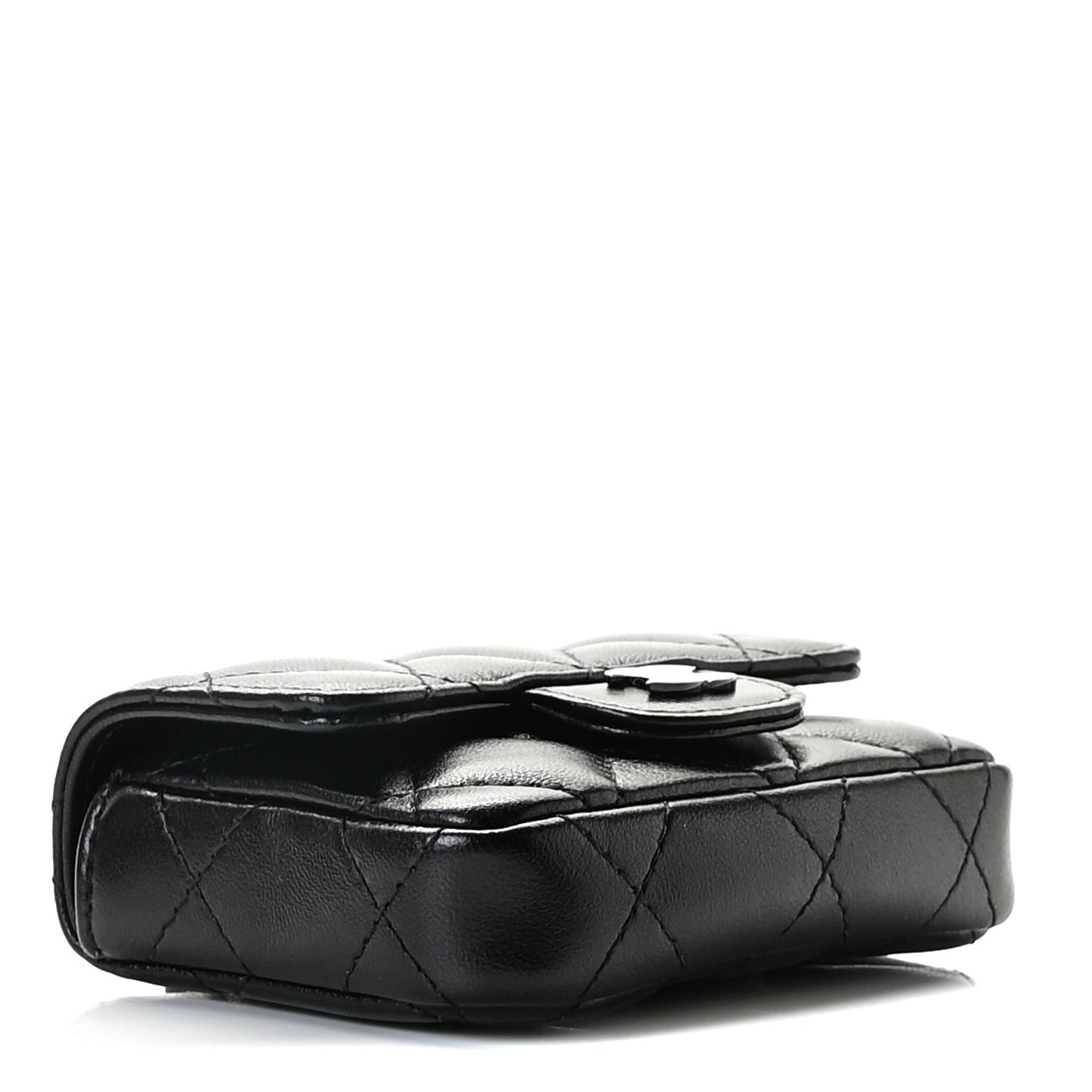 Lambskin Quilted Mini Chain Belt Bag So Black