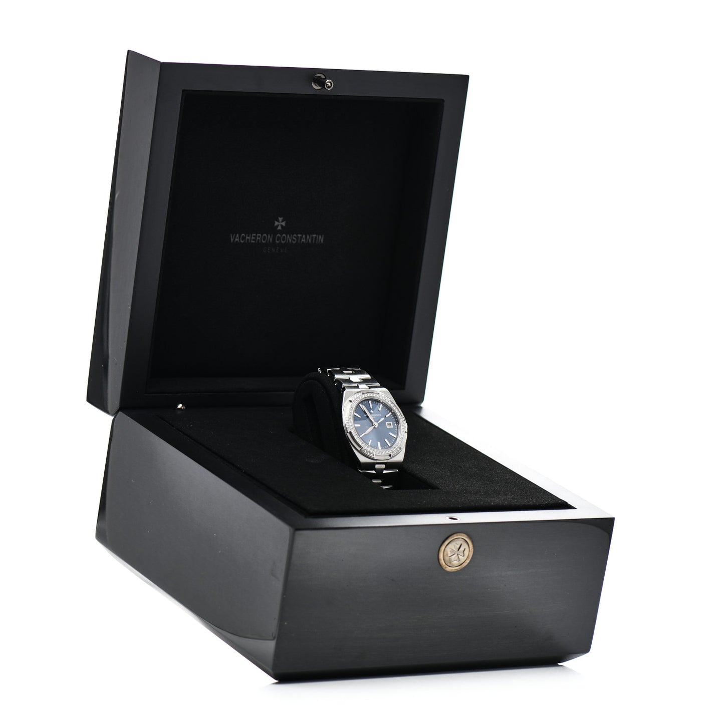 Stainless Steel Diamond Bezel 33mm Overseas Quartz Watch Blue 1205V/100A-B590