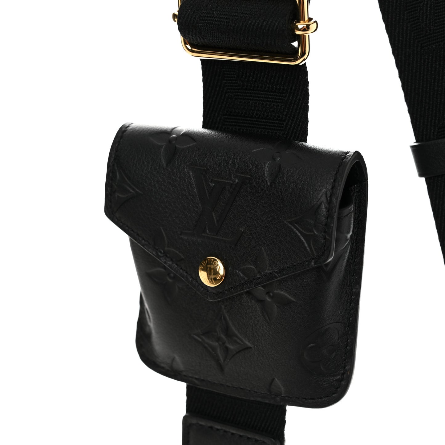 Calfskin Monogram Embossed Utility Crossbody Black