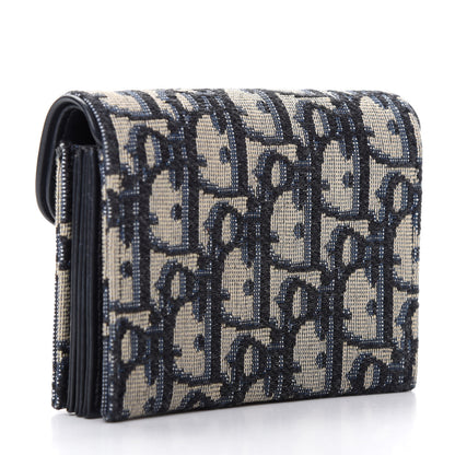 Christian Dior Oblique Saddle Card Holder Blue 3 of 7