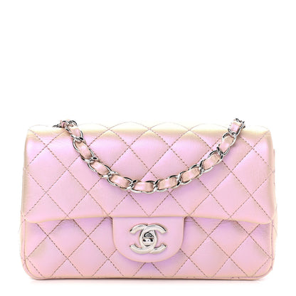 Chanel Iridescent Calfskin Quilted Mini Rectangular Flap Pink 1 of 9