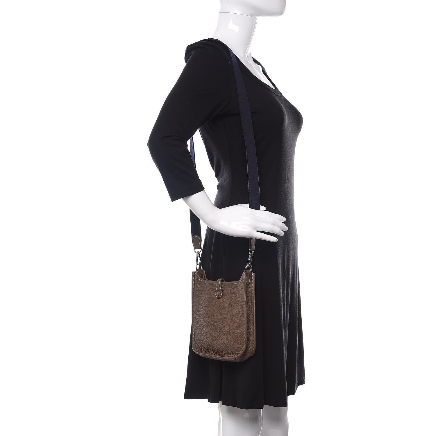 Hermes Taurillon Clemence Amazone Evelyne TPM Etoupe Bleu Indigo 2 of 11