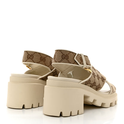 Gucci Monogram Granada Kid Trip 40/72mm Lug Sole Sandals 38.5 Beige Ebony Mystic White 4 of 11