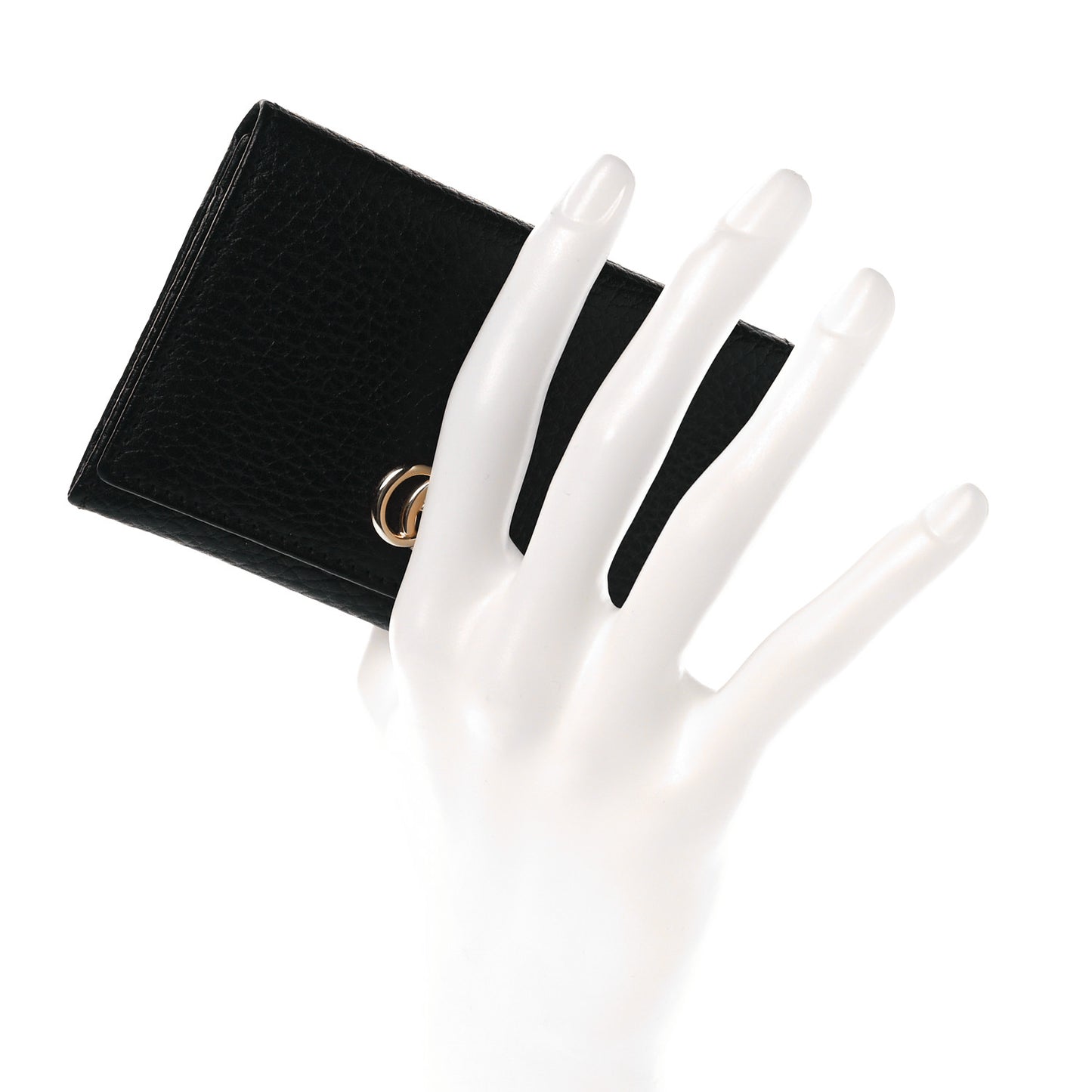 Pebbled Calfskin GG Marmont Card Case Black