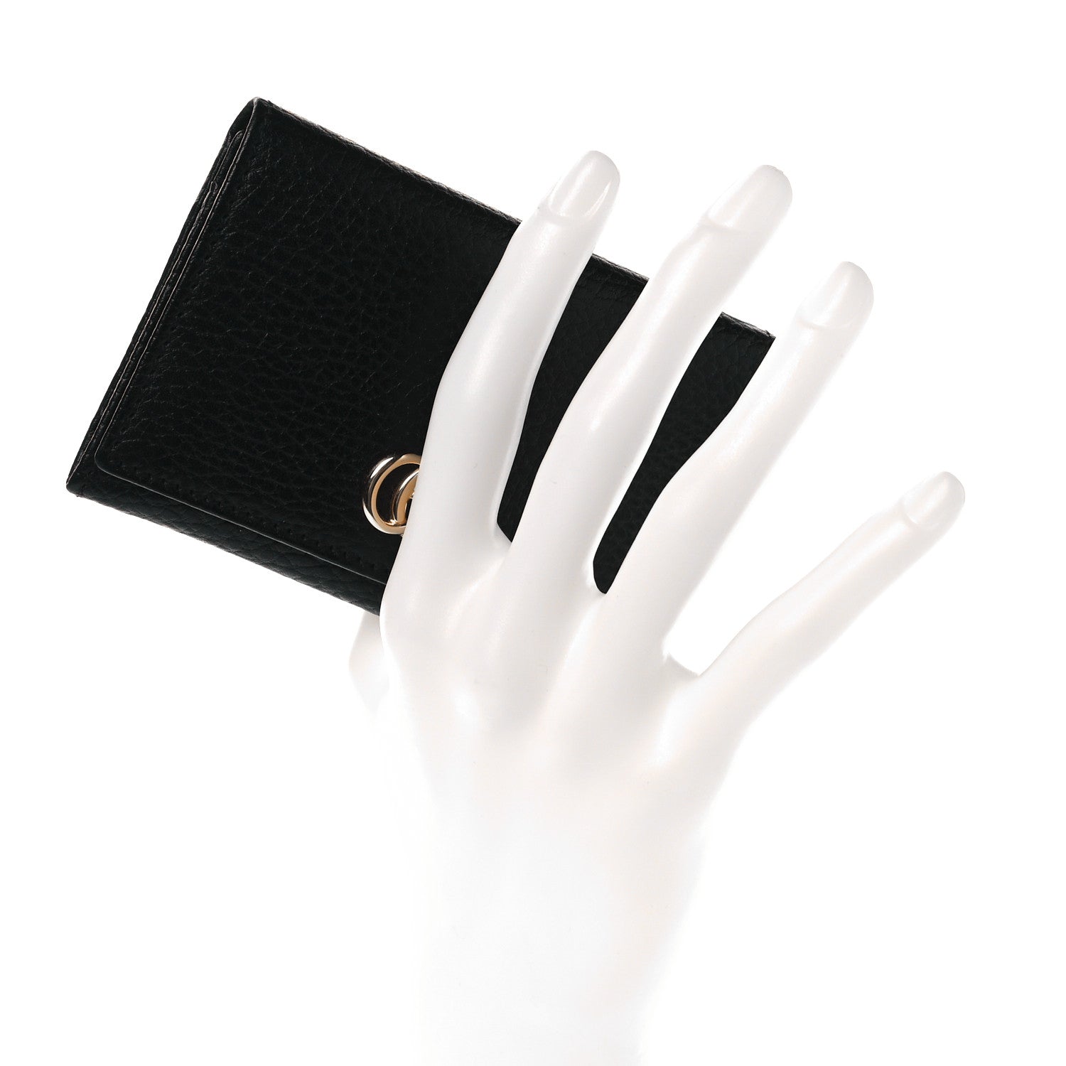 Gucci Pebbled Calfskin GG Marmont Card Case Black 2 of 9