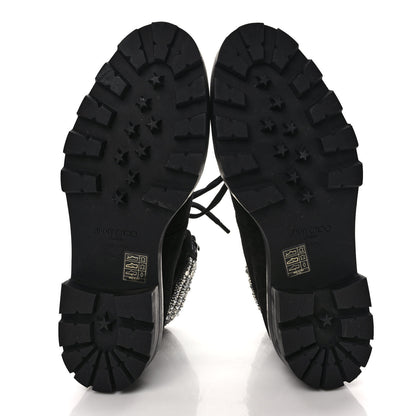 Jimmy Choo Suede Swarovski Crystal Womens Eshe Flat Boots 41 Black 5 of 7