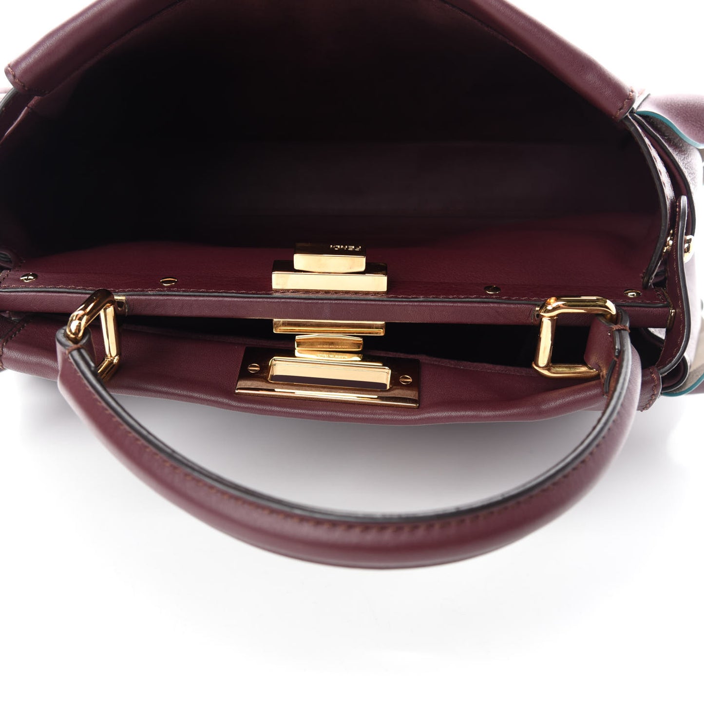 Vitello Seta Waves Bi-Color Medium Peekaboo Iconic Satchel Bordeaux Latte