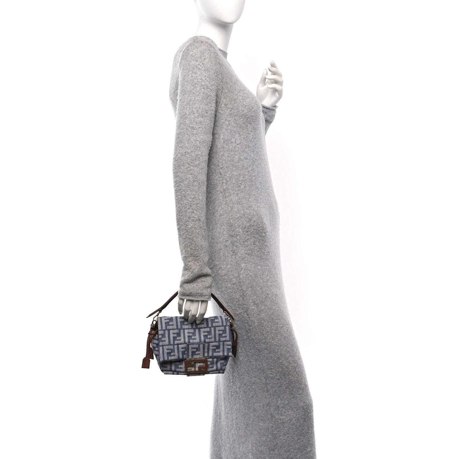 Fendi Denim Small Mamma Baguette Blue 2 of 10