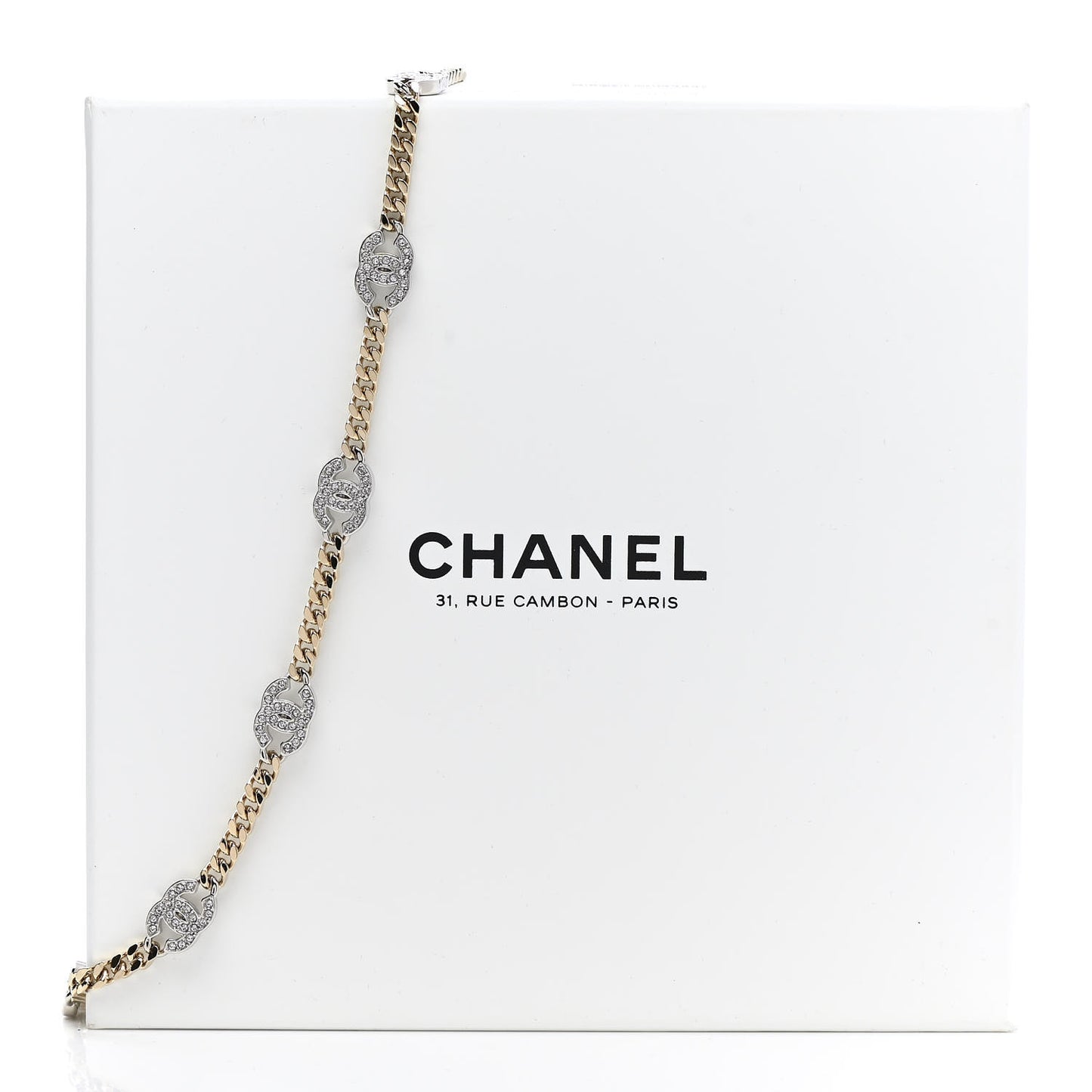 Crystal Chain CC Necklace Gold Silver