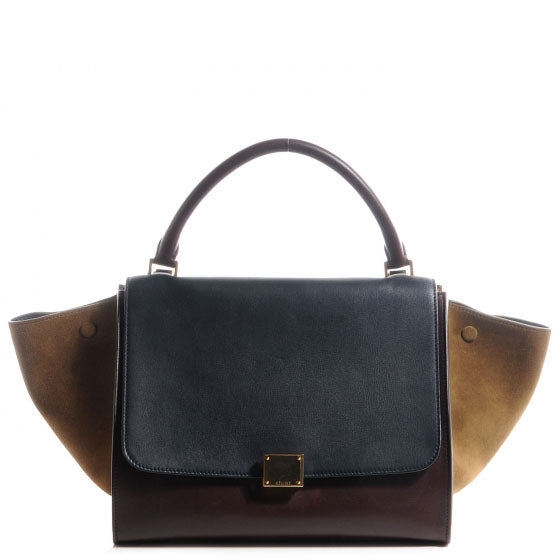 Celine Calfskin and Suede Medium Tri-Color Trapeze Navy 1 of 7