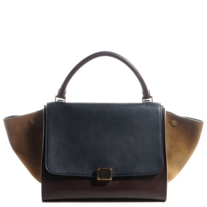 Celine Calfskin and Suede Medium Tri-Color Trapeze Navy 1 of 7