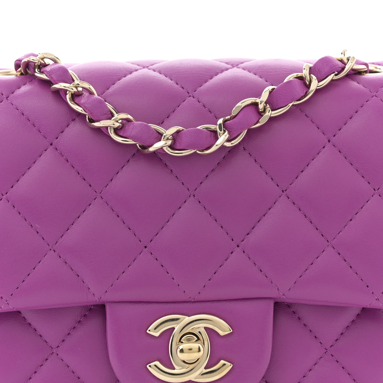 Chanel Lambskin Quilted Mini Square Flap Purple 8 of 10