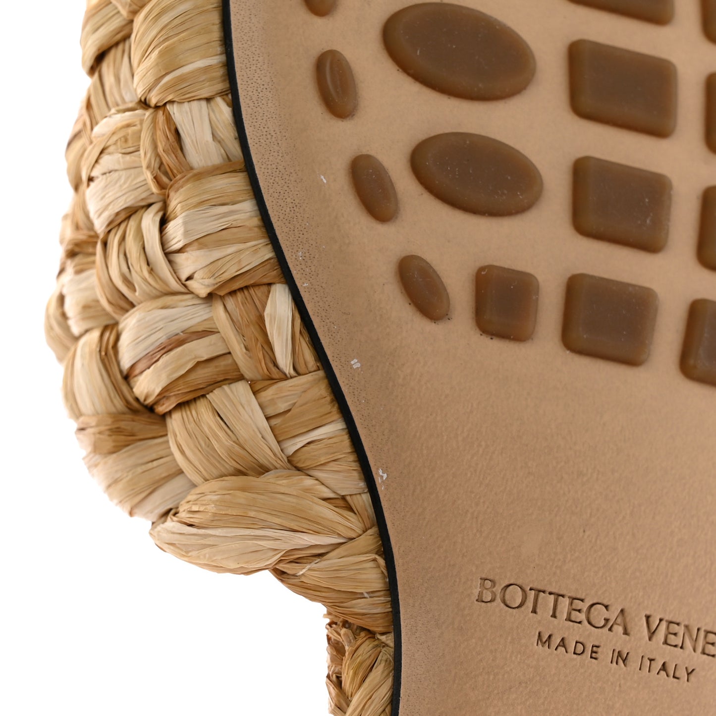 Raffia Twisted Intrecciato Stretch Flat Sandals 36 Macadamia