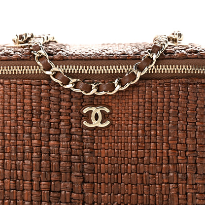Chanel Braided Raffia Vanity Case With Chain Brown 7 of 10