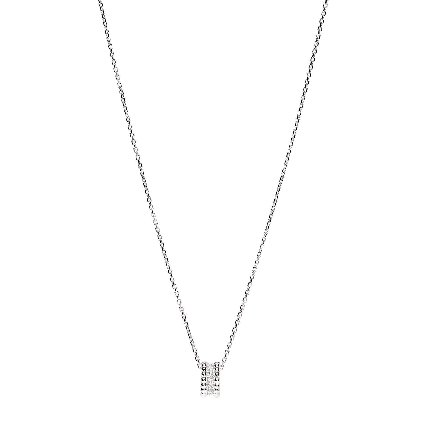 18K White Gold Diamond Small Perlee Pendant Necklace