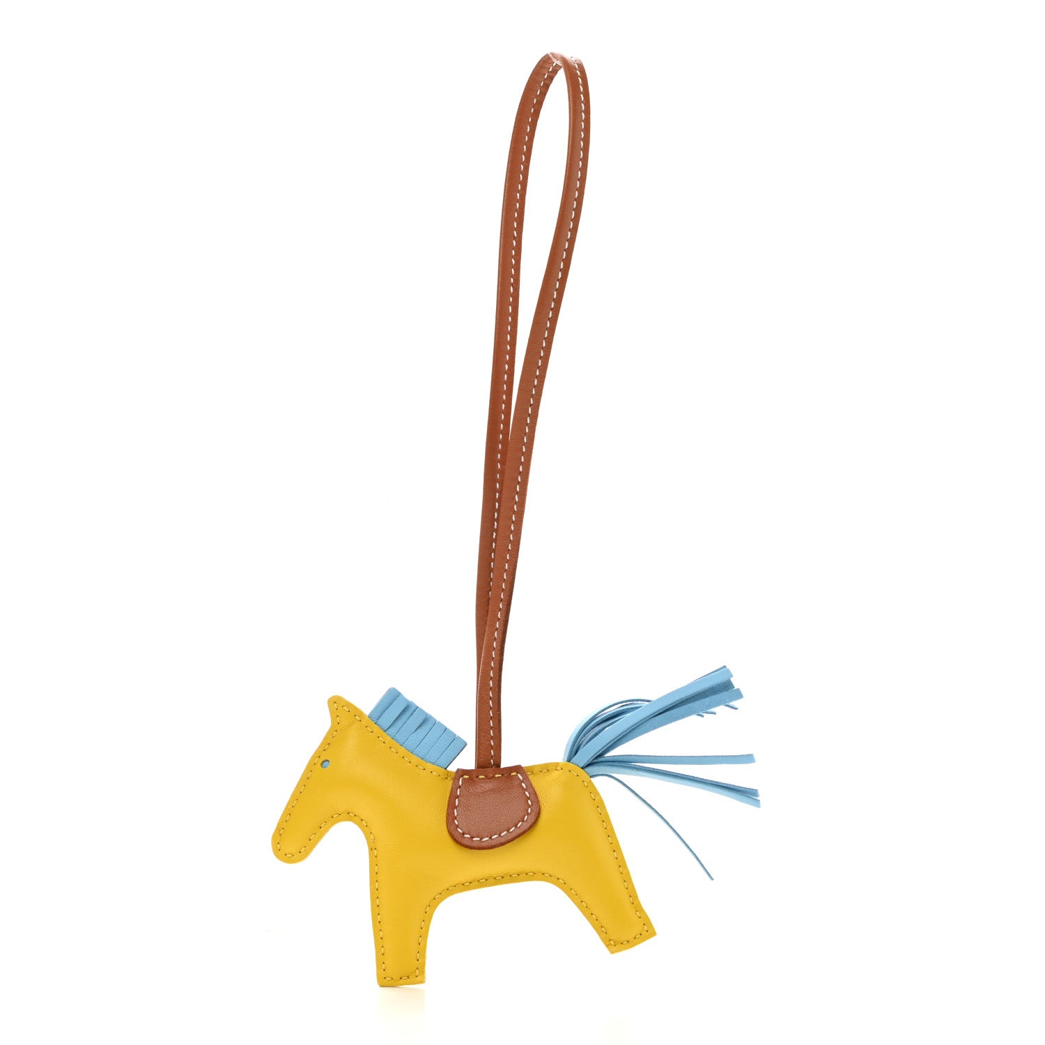Hermes Milo Lambskin Grigri Rodeo Horse Bag Charm PM Jaune de Naples Celeste Gold 1 of 5