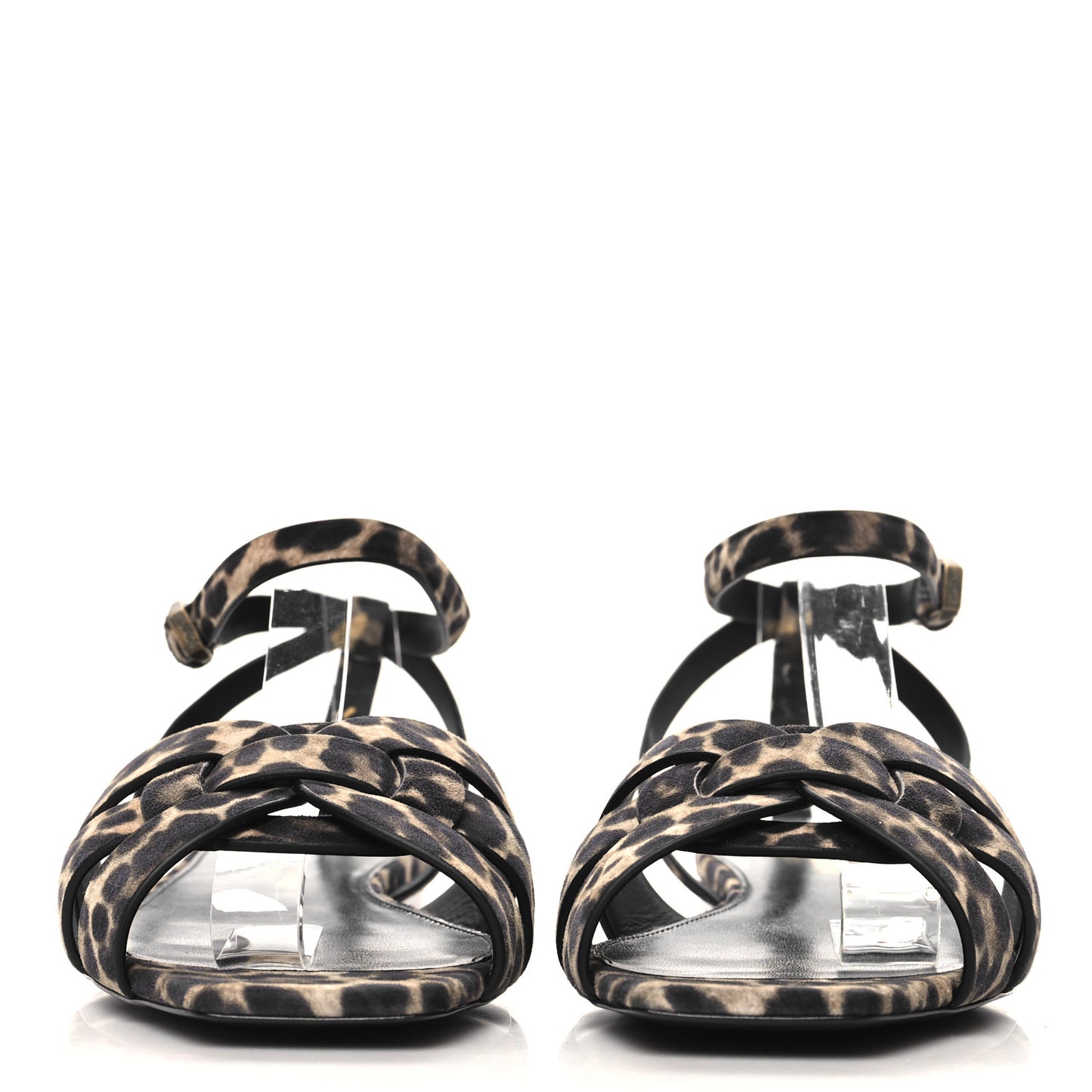 Suede Leopard Print Tribute 05 Ankle Strap Sandals  40 Russian Beige
