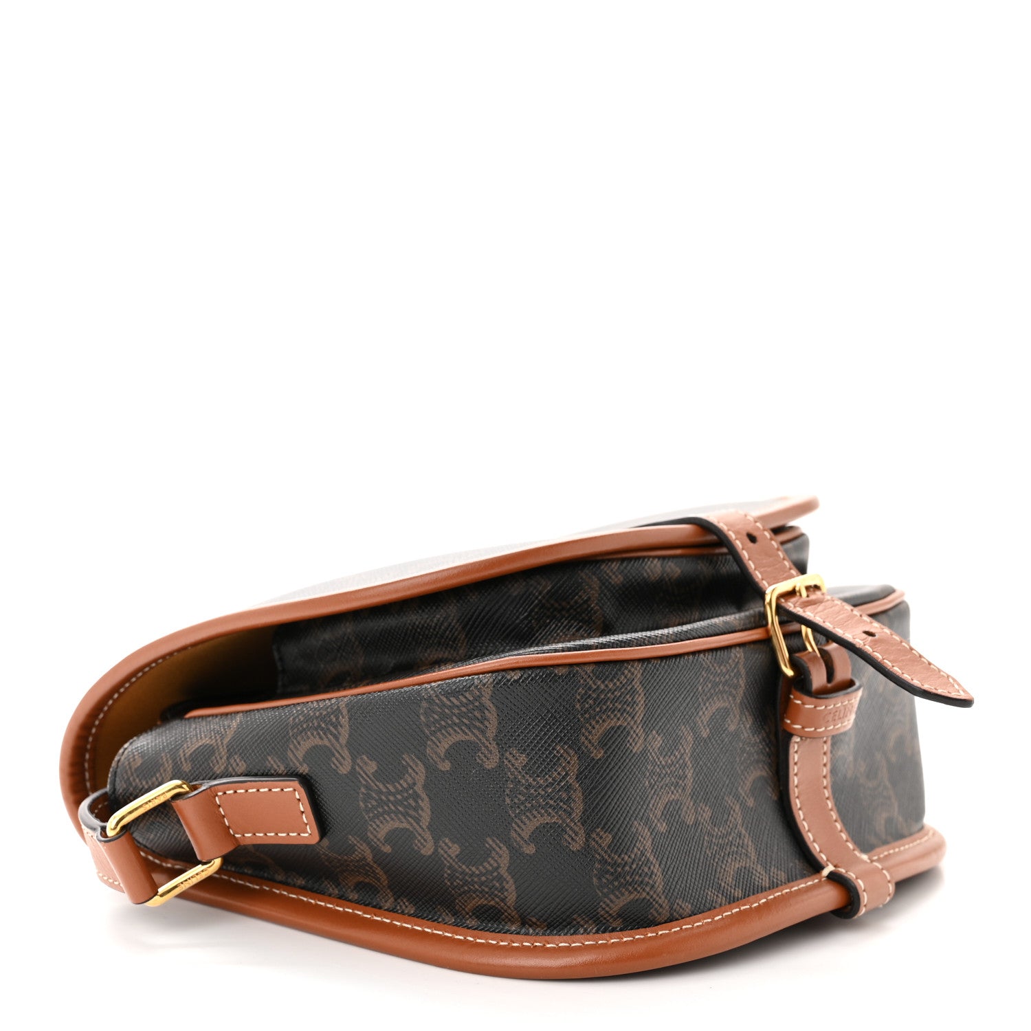 Celine Triomphe Canvas Medium Folco Bag Tan 4 of 9