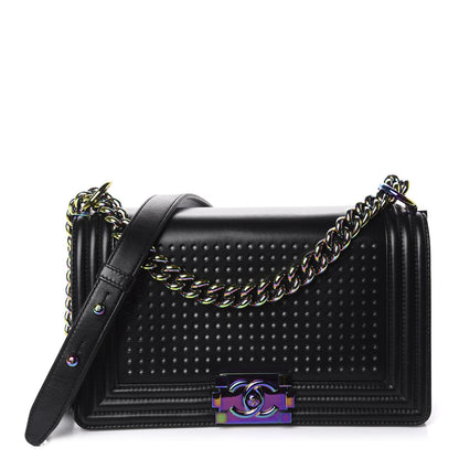 Chanel Lambskin LED Iridescent Metal Medium Boy Flap Black Multicolor 1 of 14