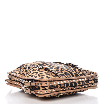 Valentino Garavani Calf Hair Leopard Print Rockstud Shopper Tote Tan 4 of 10