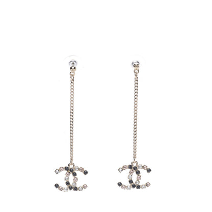 Chanel Crystal CC Drop Earrings Pink Grey Gold 1 of 5