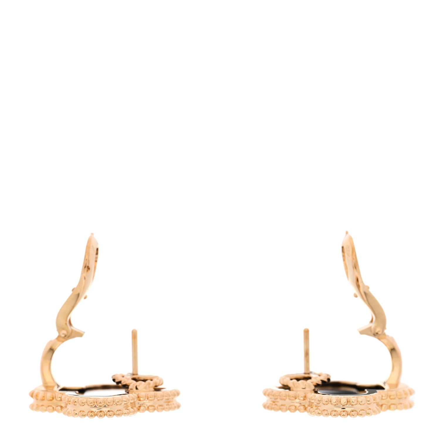 Van Cleef & Arpels 18k Yellow Gold Black Onyx Magic Alhambra Earrings 3 of 5