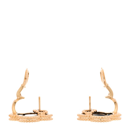 Van Cleef & Arpels 18k Yellow Gold Black Onyx Magic Alhambra Earrings 3 of 5