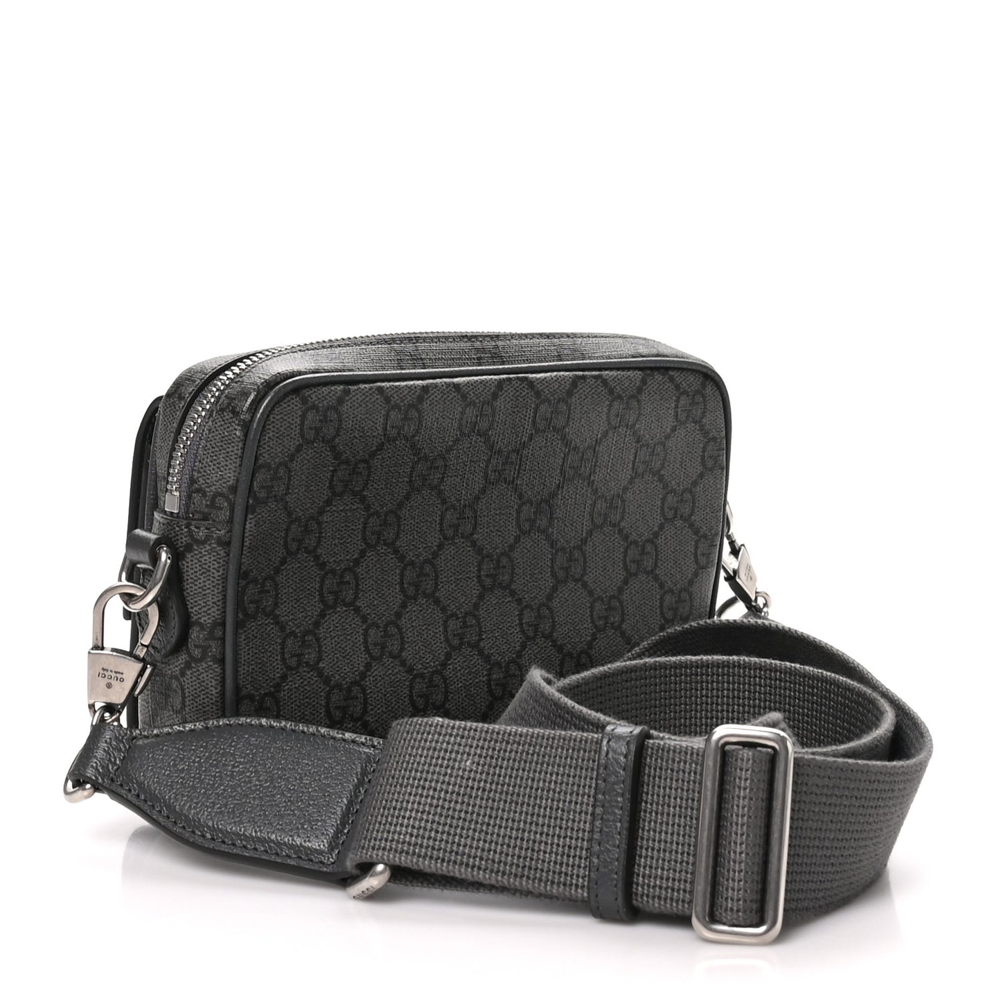 GG Supreme Monogram Textured Dollar Calfskin Mini Ophidia Bag Graphite Grey