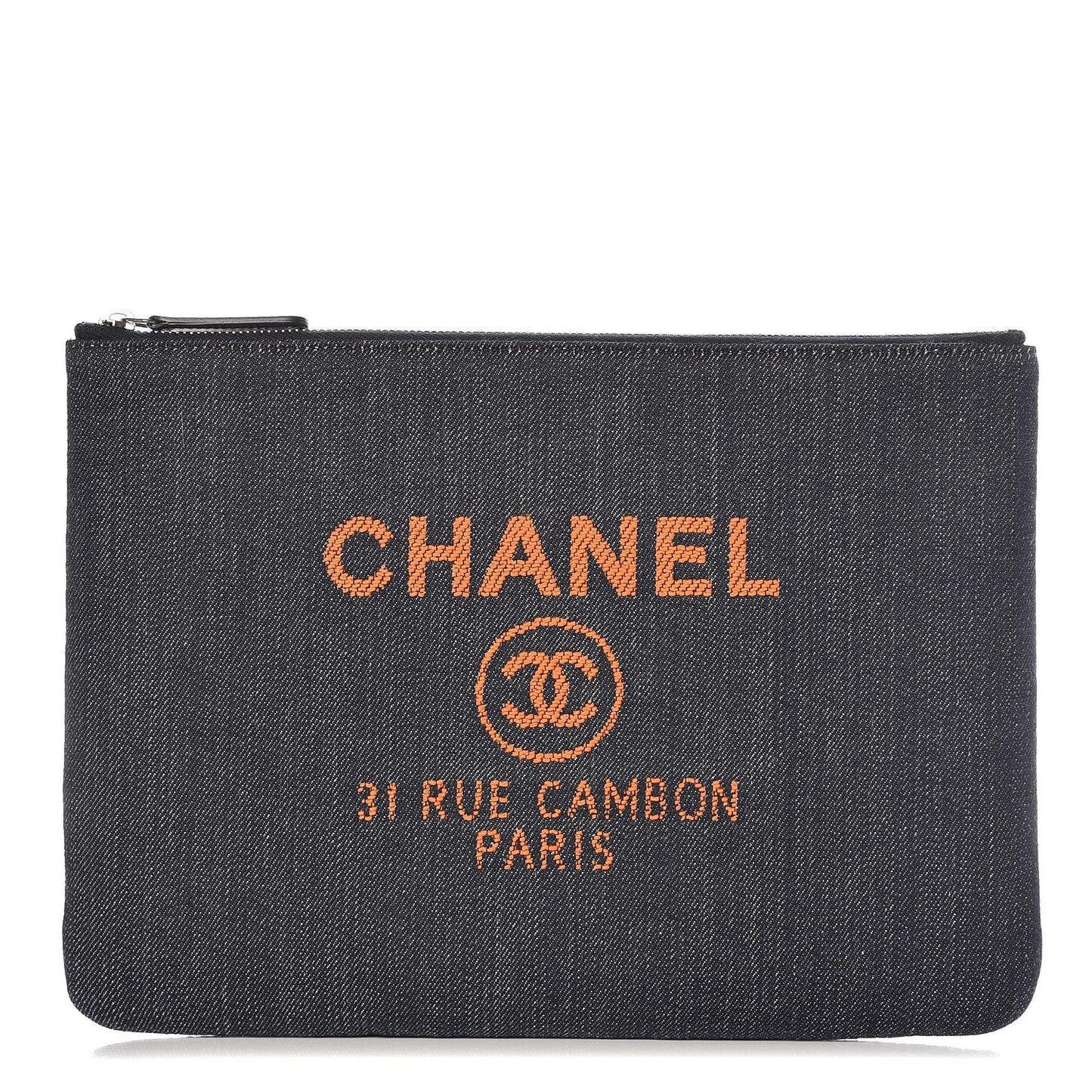 Denim Medium Deauville Pouch Clutch Blue Orange