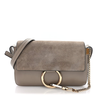 Chloe Suede Calfskin Small Faye Shoulder Bag Motty Grey 1 of 9