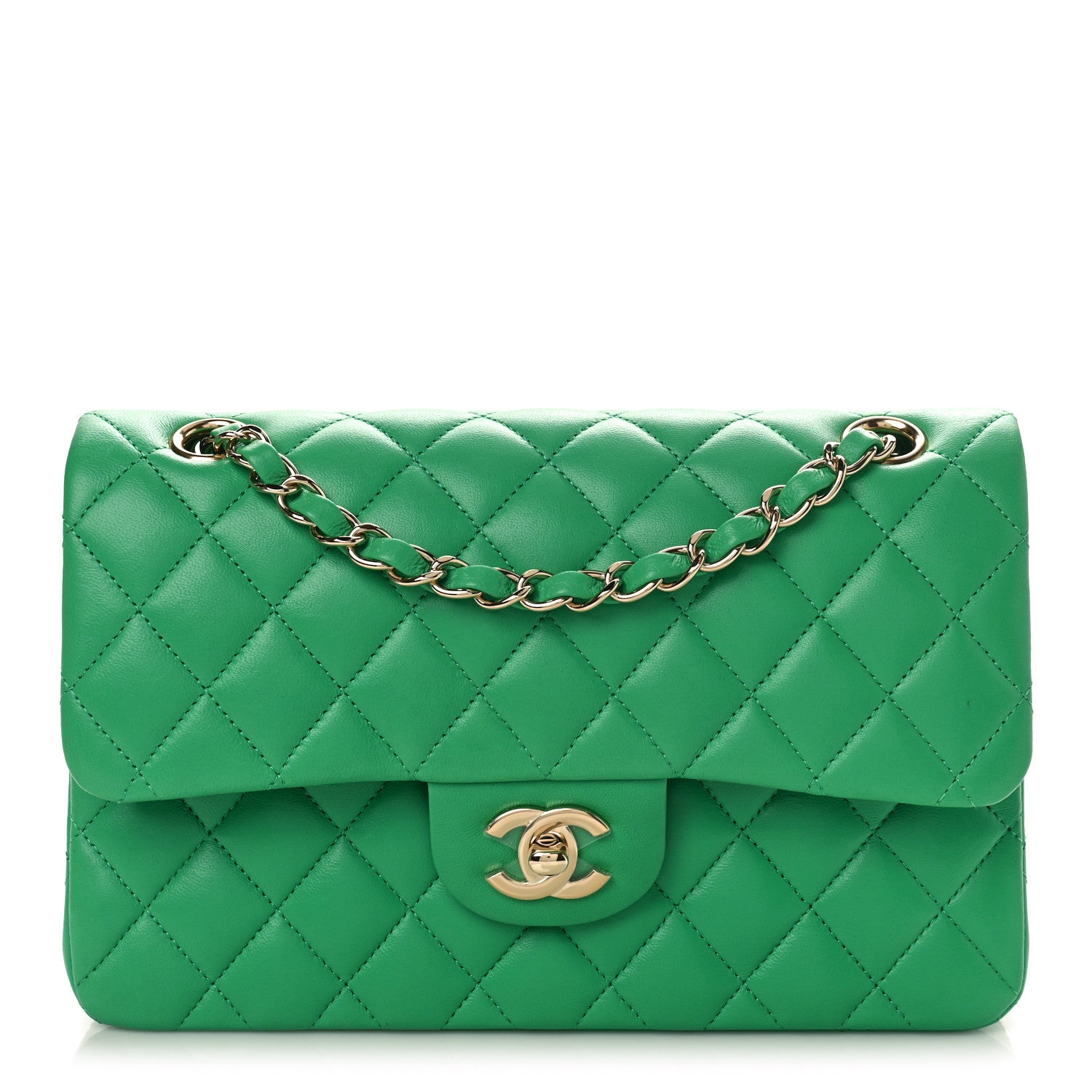 Chanel Lambskin Quilted Small Double Flap Green 1 of 9