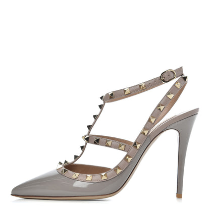 Valentino Garavani Patent Nappa Rockstud Ankle Strap 100mm Pumps 41 Perla Poudre 1 of 9