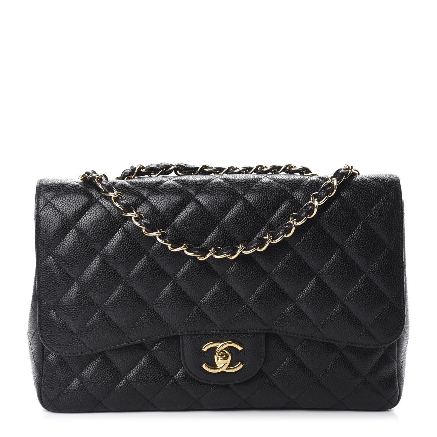 Caviar Quilted Jumbo Single Flap Black