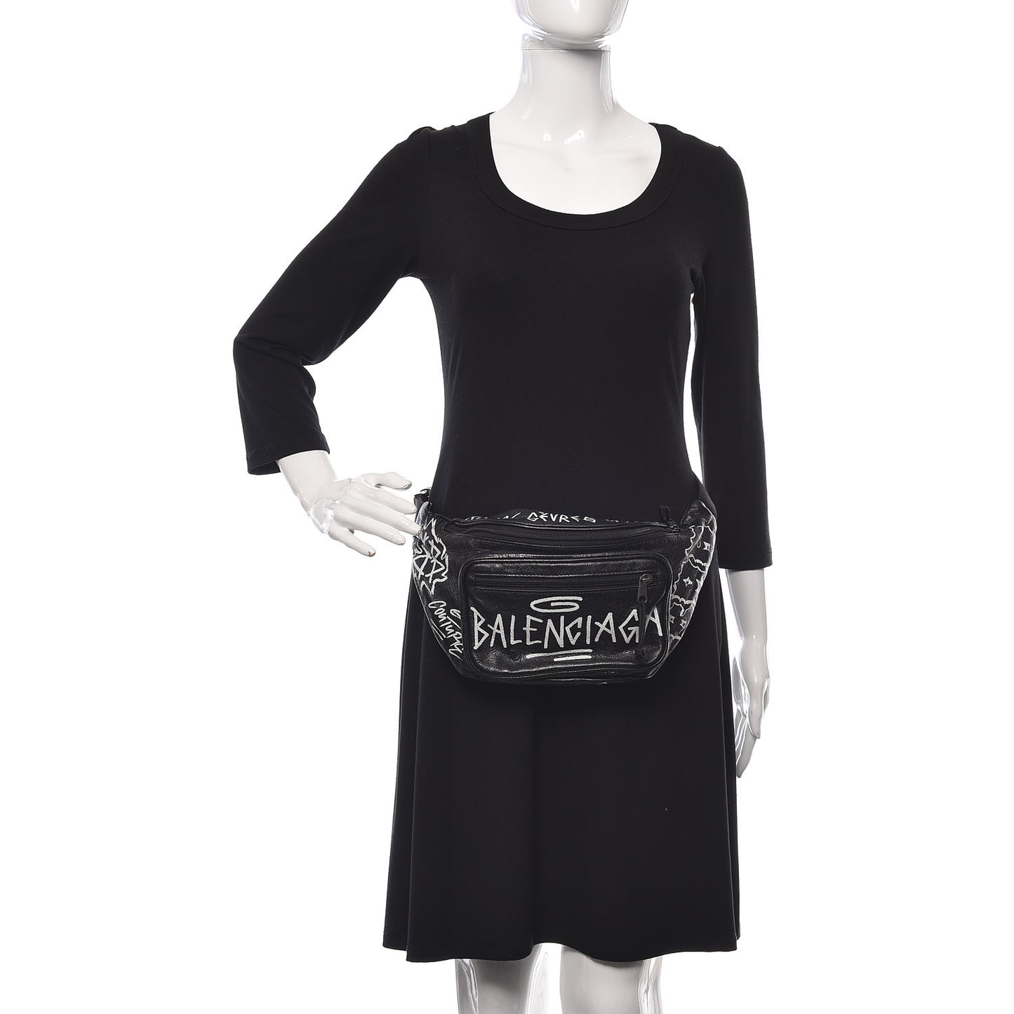 Agneau Arena Graffiti All Over Explorer Belt Bag Black White