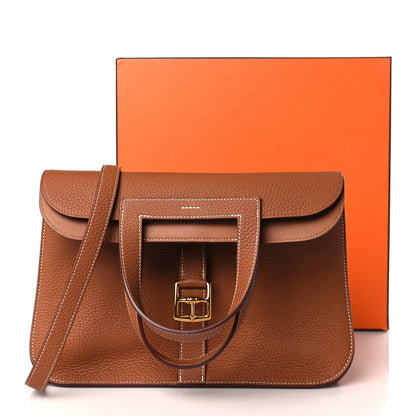 Hermes Taurillon Clemence Halzan 31 Gold 10 of 10
