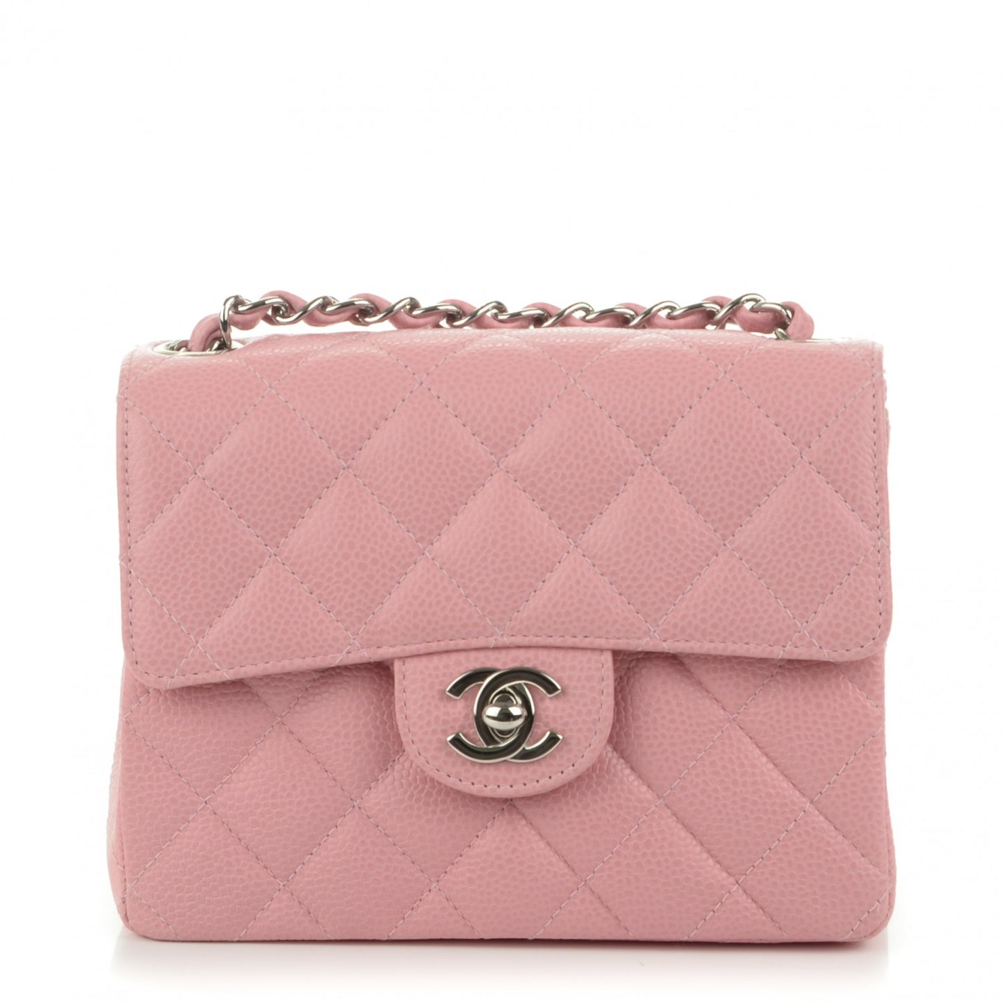 Caviar Quilted Mini Square Flap Pink
