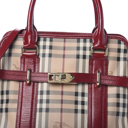 Burberry Haymarket Check Minford Portrait Tote Military Red 9 of 12