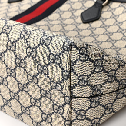 Gucci GG Supreme Monogram Textured Calfskin Web Medium Ophidia Shopping Tote Beige Blue 12 of 13