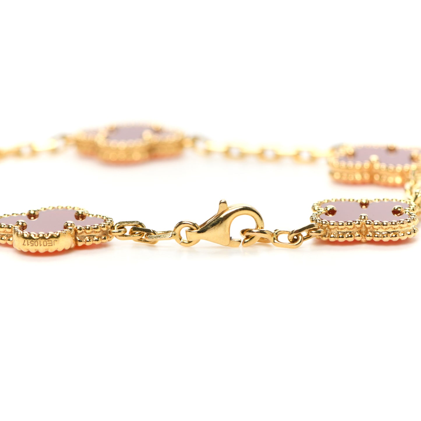 18K Yellow Gold Carnelian 5 Motifs Vintage Alhambra Bracelet