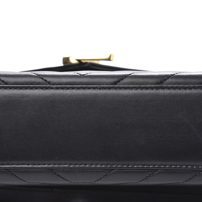 Saint Laurent Smooth Calfskin Matelasse Chevron Large Monogram Satchel Black 10 of 12