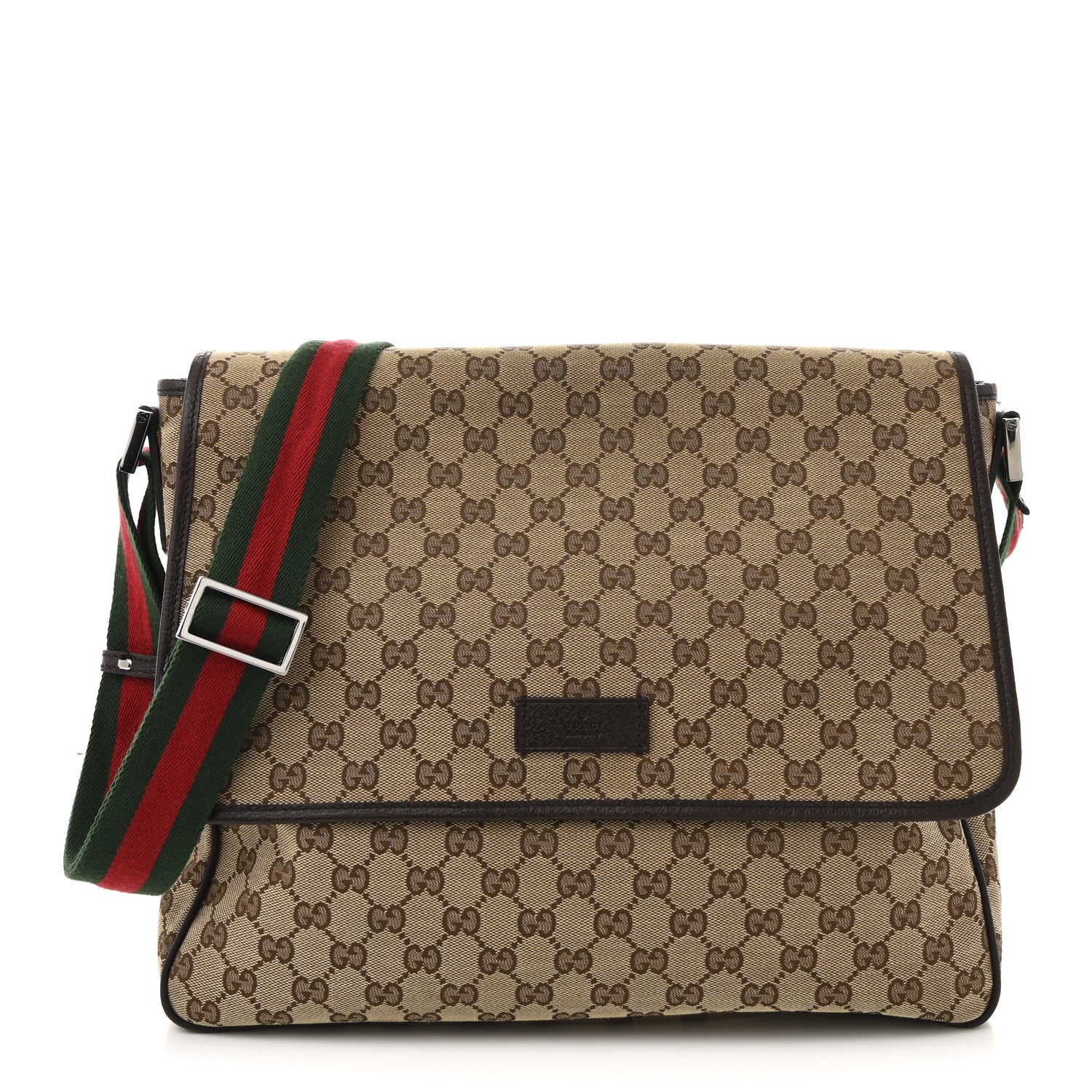 Gucci Monogram Web Medium Flap Messenger Beige Dark Brown 1 of 12