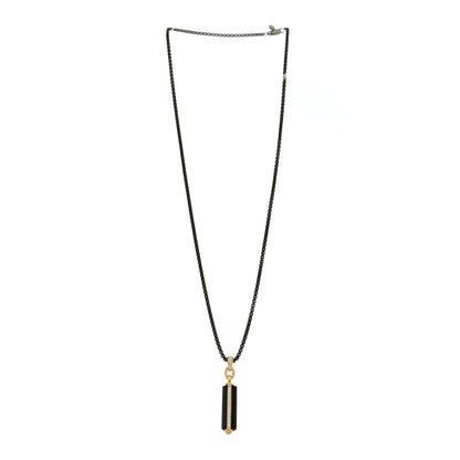 David Yurman Darkened Sterling Silver 18K Yellow Gold Diamond Black Onyx Lexington Barrel Amulet Pendant Necklace 3 of 5