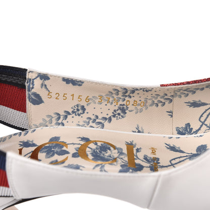 Gucci Calfskin Glitter Web High Heel Slingback Pumps 37.5 White 10 of 11