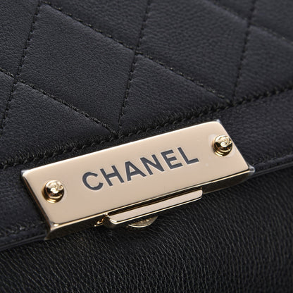 Chanel Grained Calfskin Quilted Medium Label Click Flap Bag Black 9 of 9